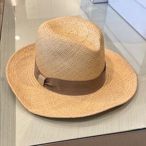 Hat Attack Tan Straw Fedora with Brown Band